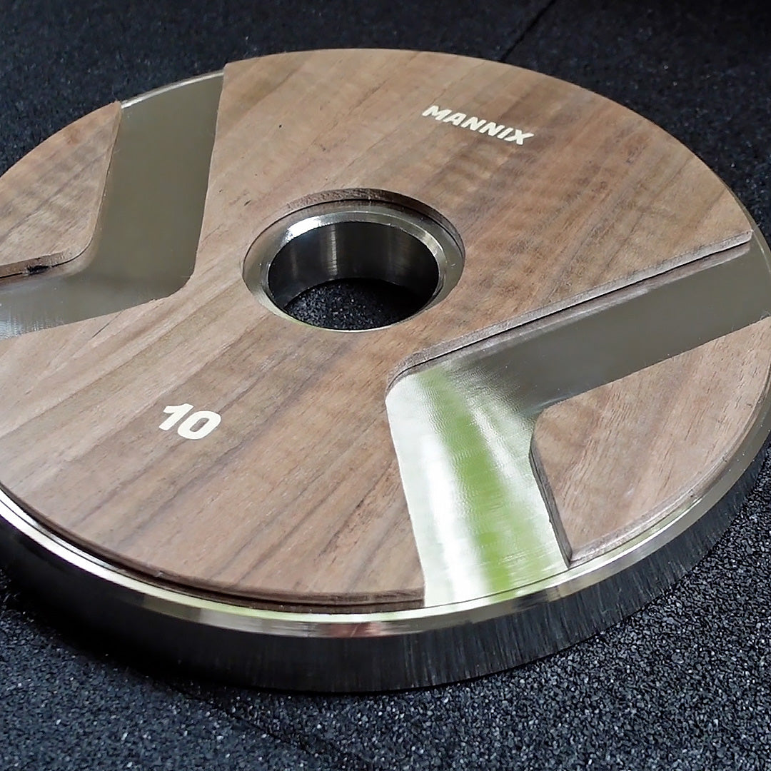Walnut-Faced Nickel Plated Luxury 2 Inch Weight Plates