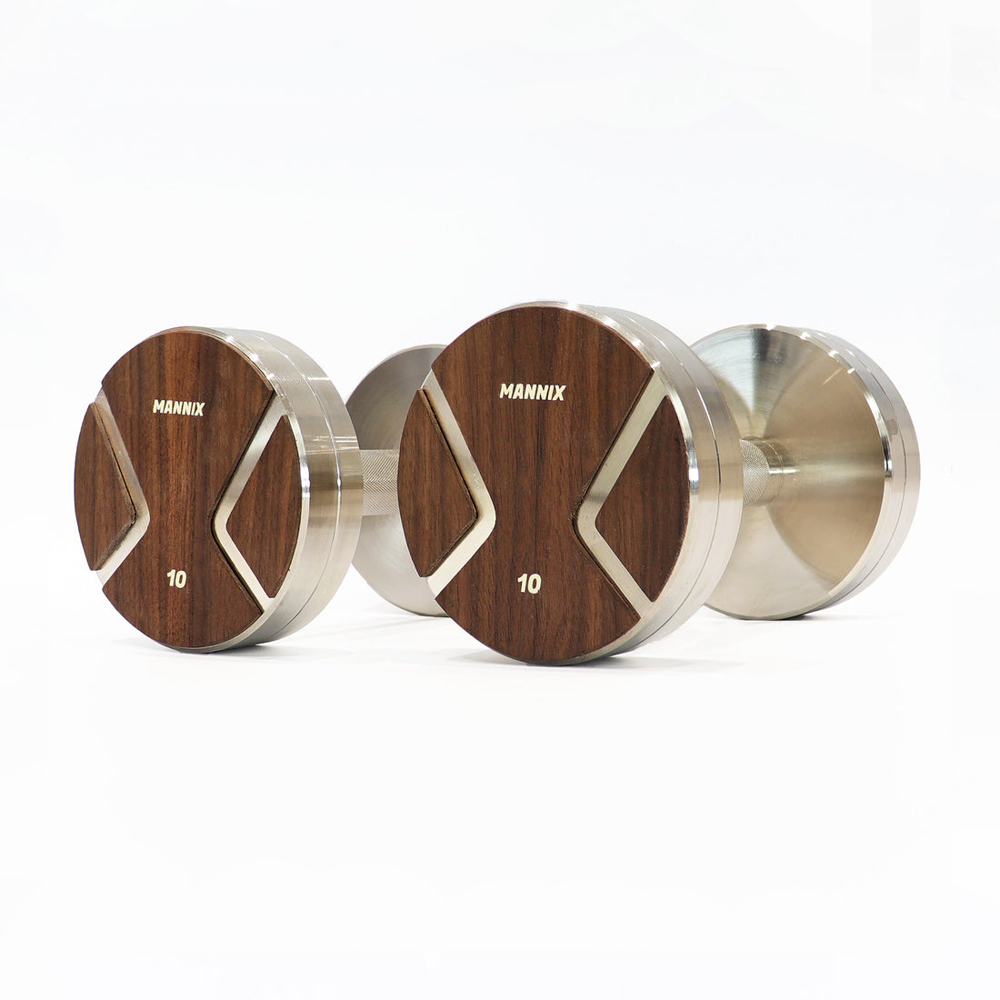 Mannix Sports 10kg Walnut-Faced Nickel Plated Dumbbell Pair