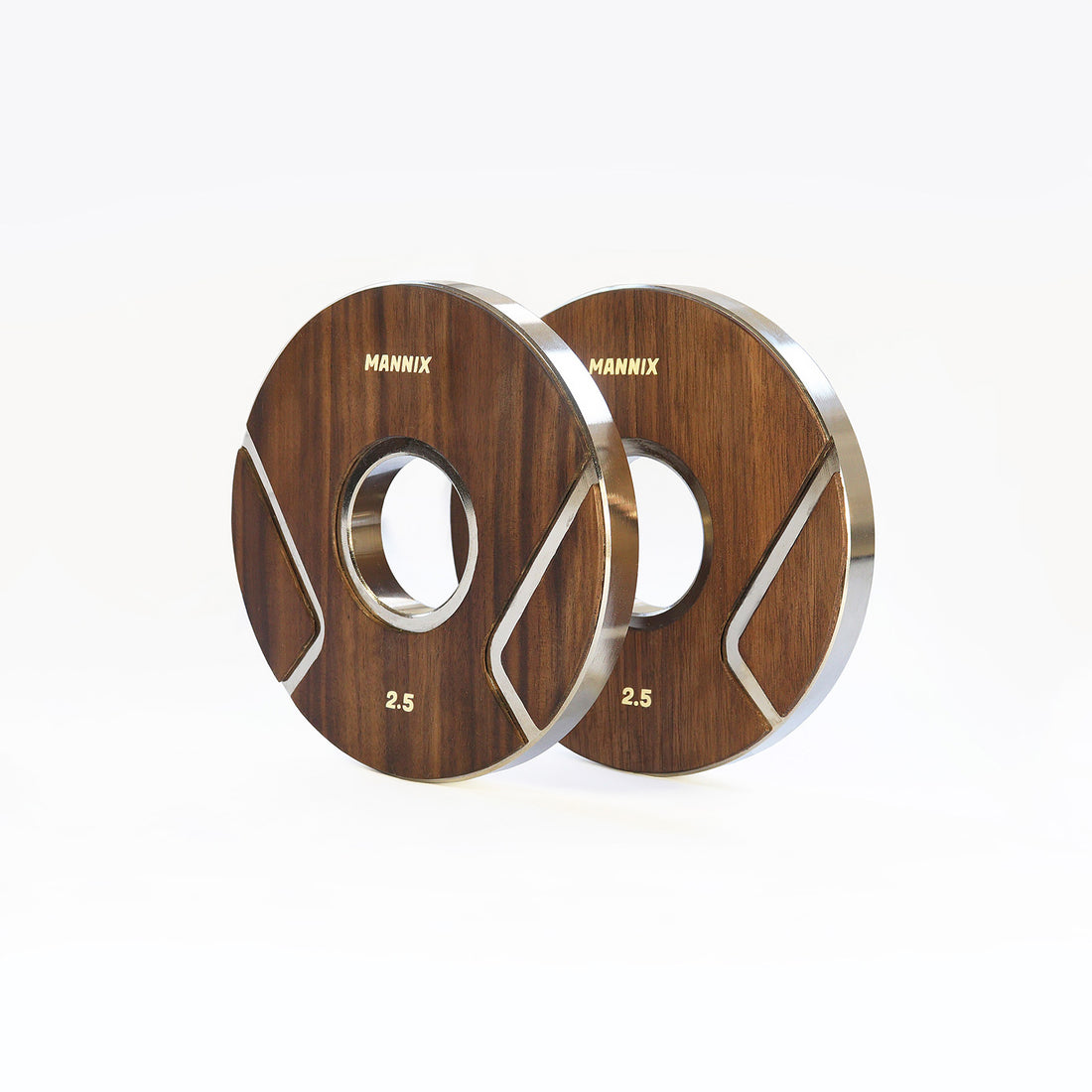 Mannix Sports 2.5kg Nickel Plated Walnut-Faced Weight Plates - Pair - Mannix Sports