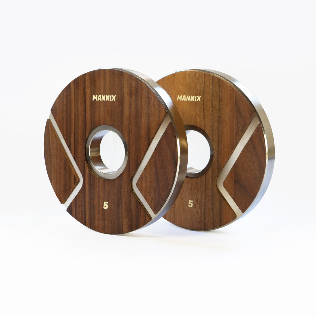 Mannix Sports 5kg Nickel Plated  Walnut-Faced Weight Plates - Pair - Mannix Sports