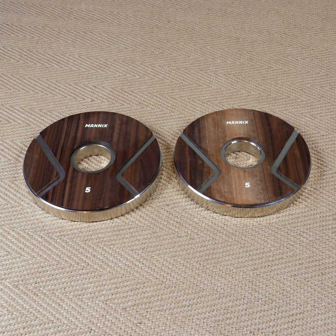 Mannix Sports 5kg Nickel Plated  Walnut-Faced Weight Plates - Pair - Mannix Sports