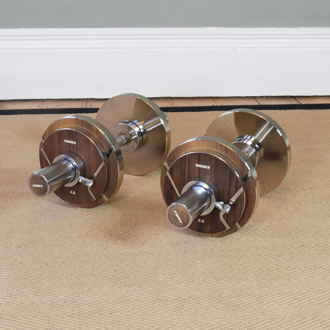 Mannix Sports 5kg Nickel Plated  Walnut-Faced Weight Plates - Pair - Mannix Sports