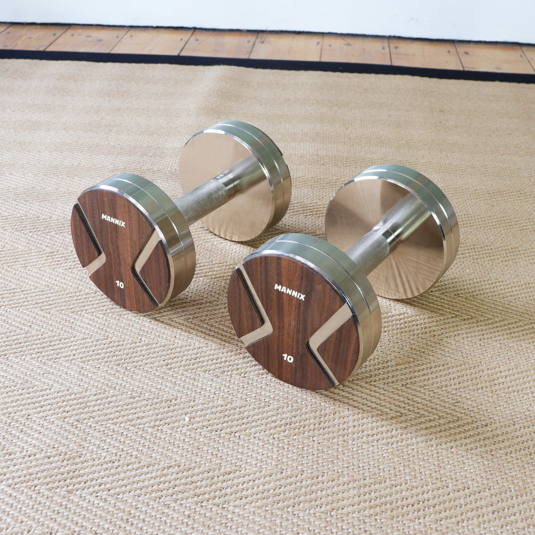 Mannix Sports 10kg Walnut-Faced Nickel Plated Dumbbell Pair - Mannix Sports