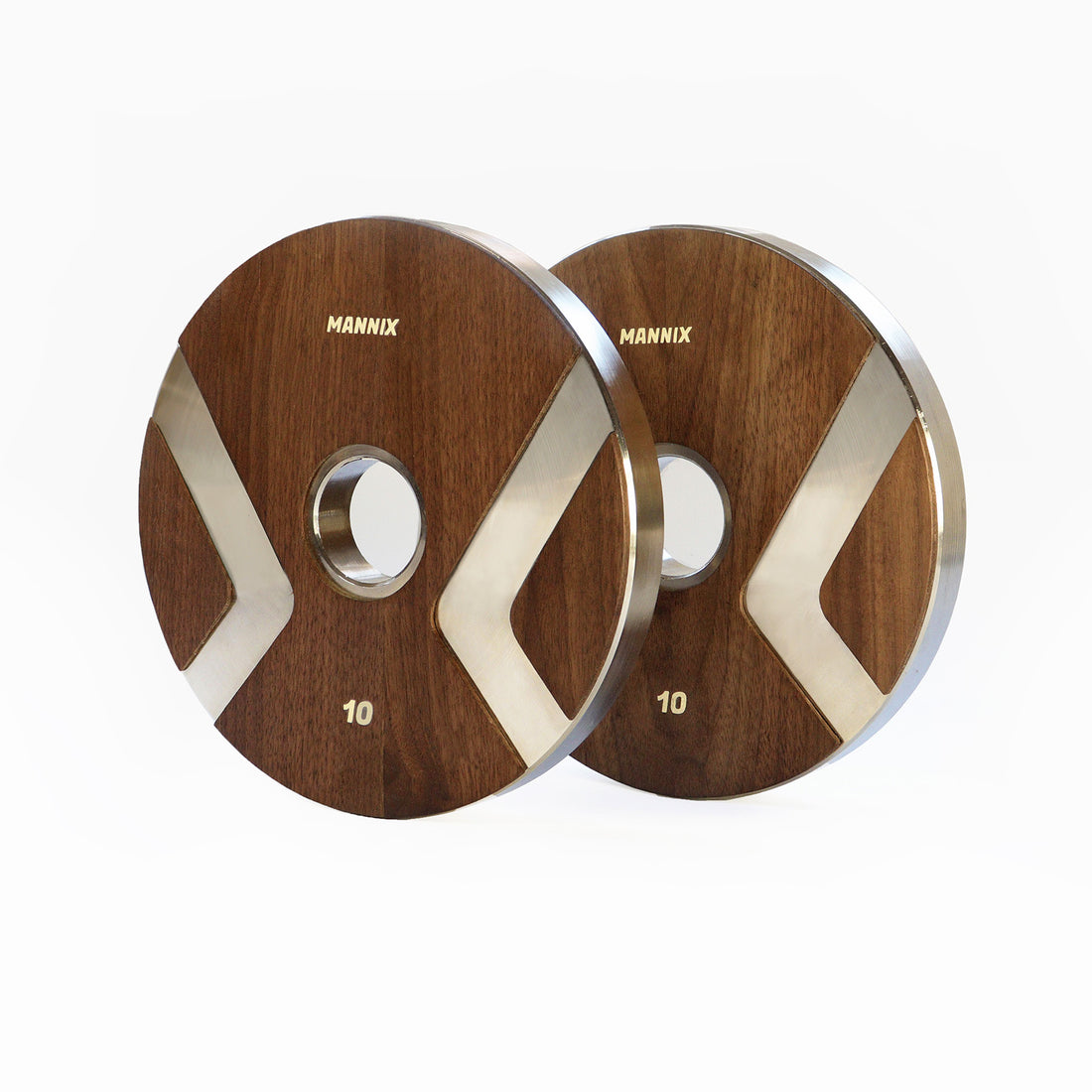 Mannix Sports 10kg Nickel Plated Walnut-Faced Weight Plates - Pair - Mannix Sports