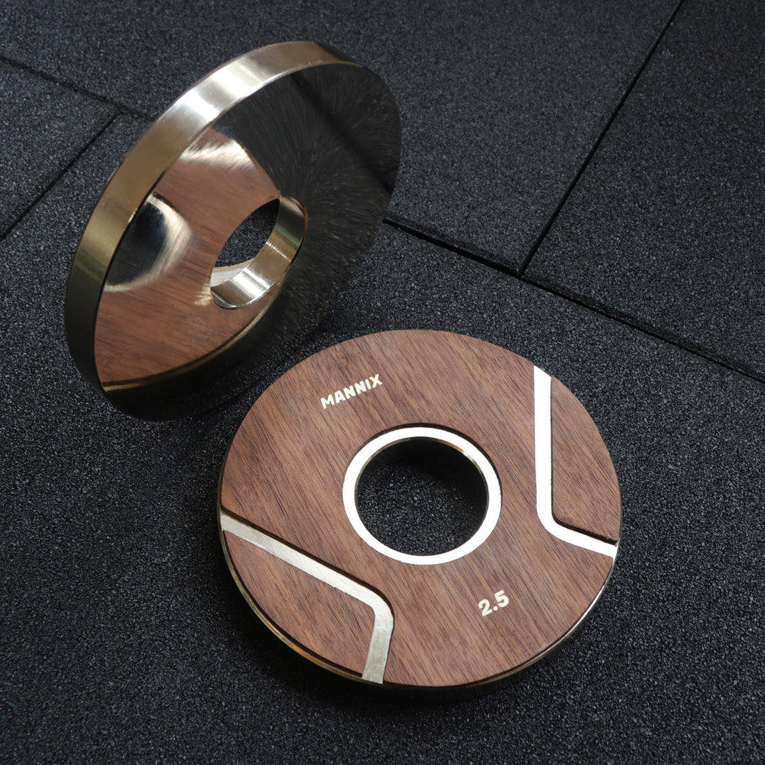 Mannix Sports 2.5kg Nickel Plated Walnut-Faced Weight Plates - Pair - Mannix Sports