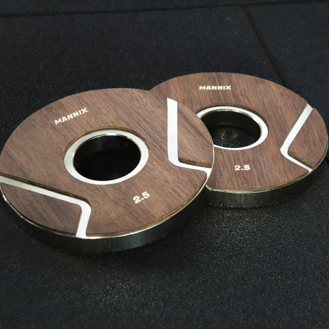 Mannix Sports 2.5kg Nickel Plated Walnut-Faced Weight Plates - Pair - Mannix Sports