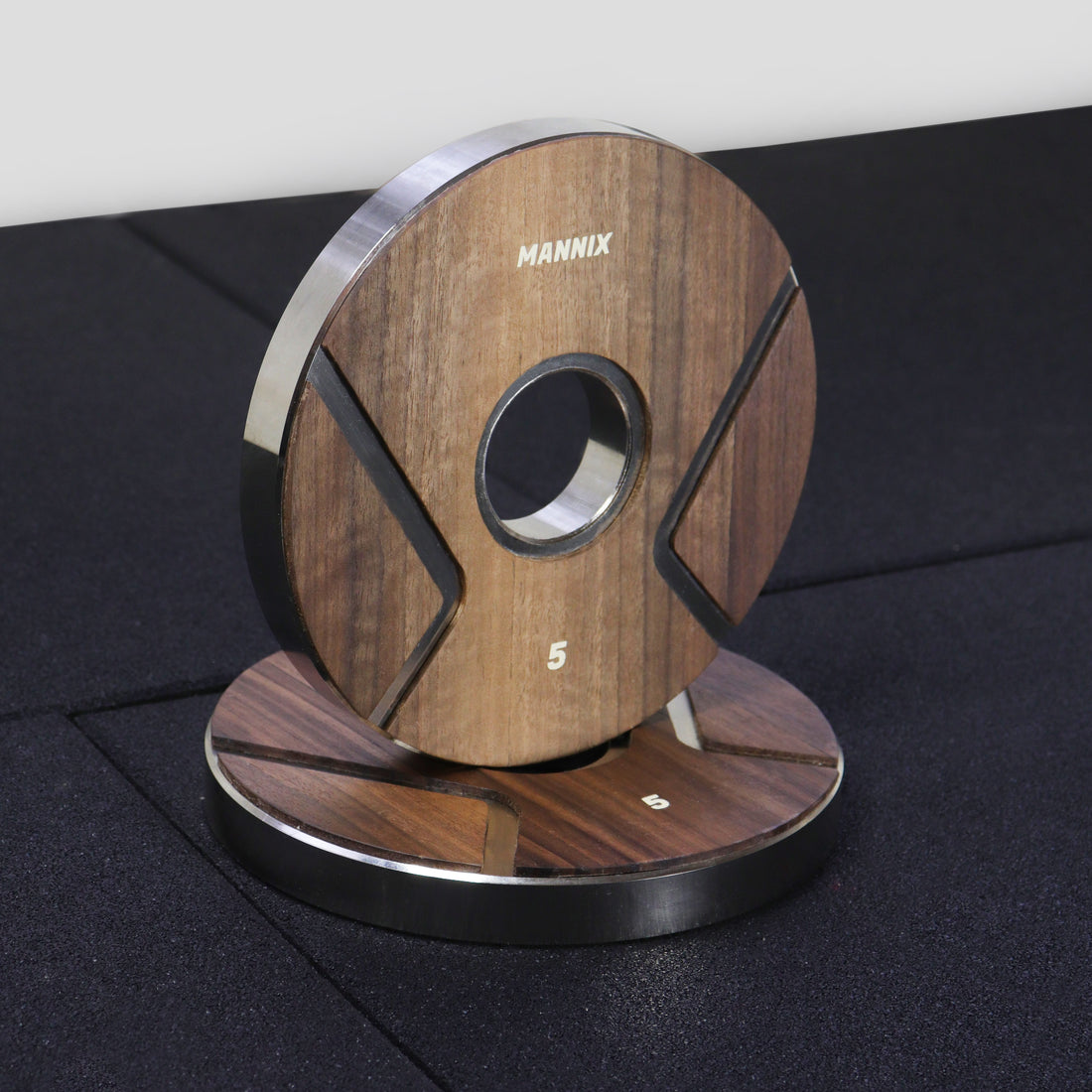 Mannix Sports 5kg Nickel Plated  Walnut-Faced Weight Plates - Pair - Mannix Sports