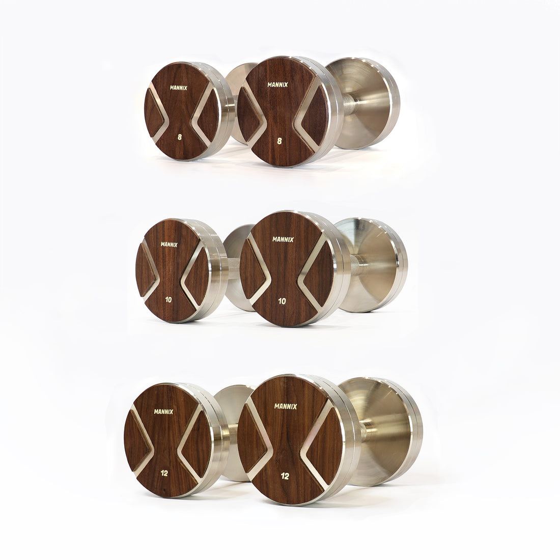 Mannix Sports 10kg Walnut-Faced Nickel Plated Dumbbell Pair - Mannix Sports