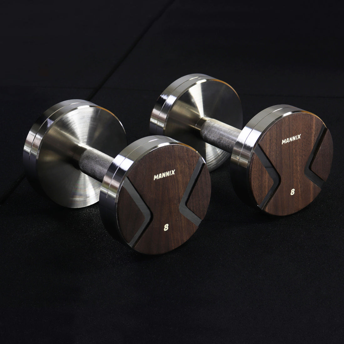 Mannix Sports Walnut-Faced Nickel Plated Dumbbell Set -  6kg 8kg 10kg 12kg Pairs - Mannix Sports