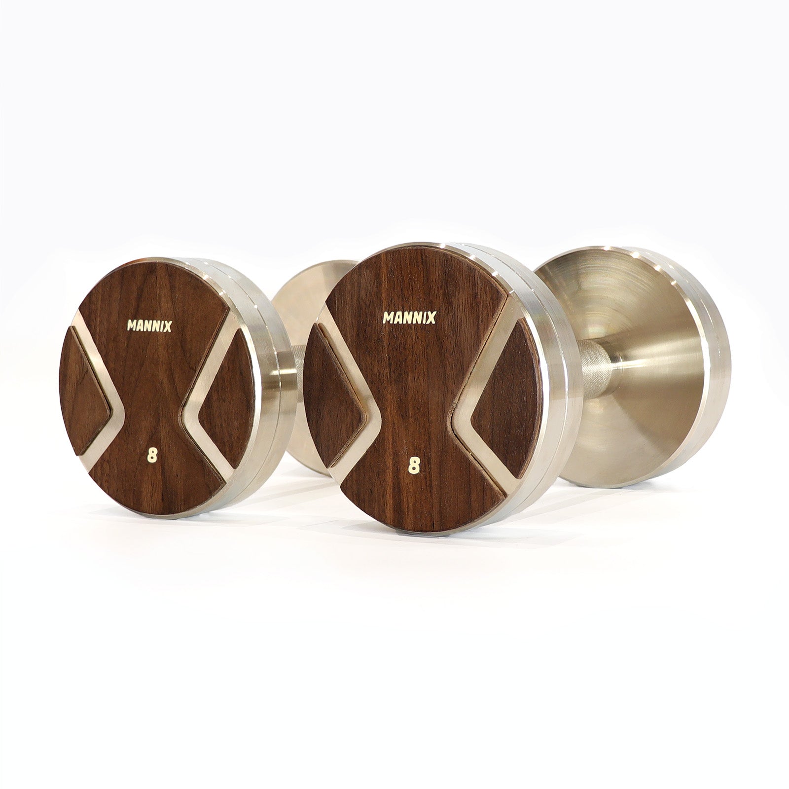 Walnut Faced Nickel Plated Luxury Dumbbell Collection Mannix Sports